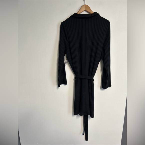 Old Navy Womens XXL Black Ribbed Knit Sweater Dress Long‎ Sleeve Belt 1/4 Button - Picture 8 of 14